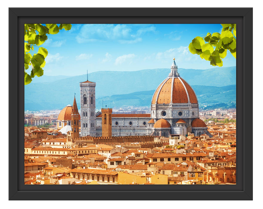 Pixxprint Hausdächer und Kirche in Florenz, im Schwebe-Effekt Bilderrahmen
