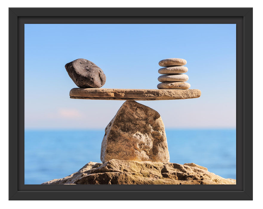 Pixxprint Steinpyramide Waage, im Schwebe-Effekt Bilderrahmen