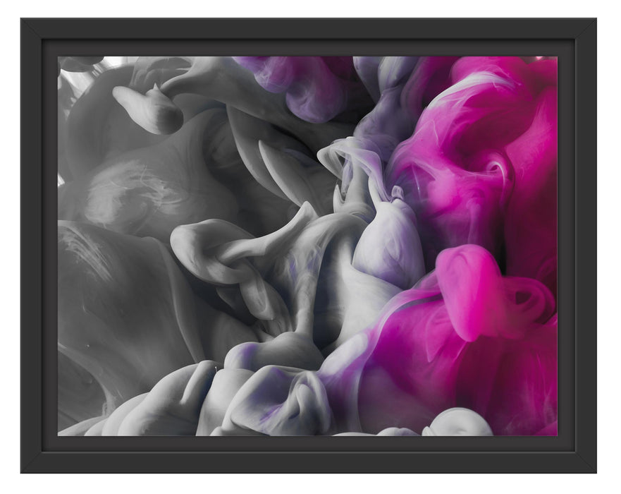 Pixxprint Tintentropfen vermischen sich im Wasser B&W Detail, im Schwebe-Effekt Bilderrahmen