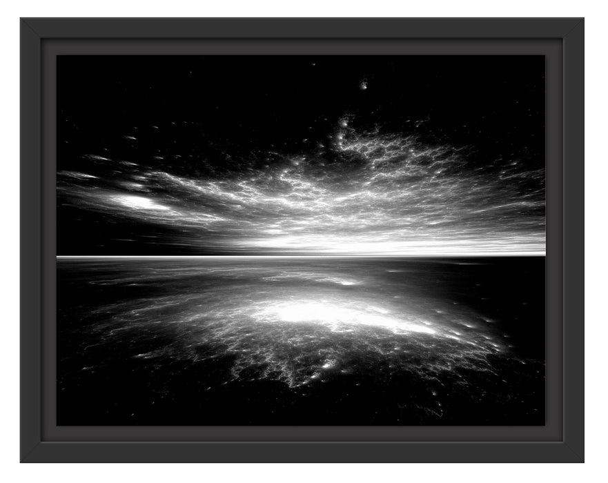Pixxprint Horizont unter bunter Wolkendecke, Monochrome, im Schwebe-Effekt Bilderrahmen
