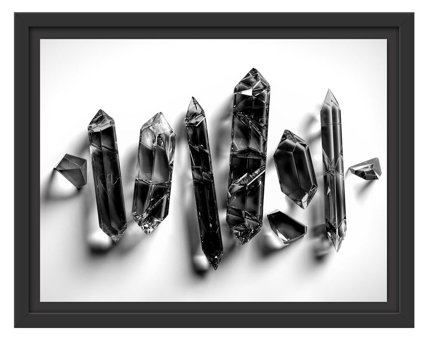 Pixxprint Spirituelle Farbkristalle, Monochrome, im Schwebe-Effekt Bilderrahmen