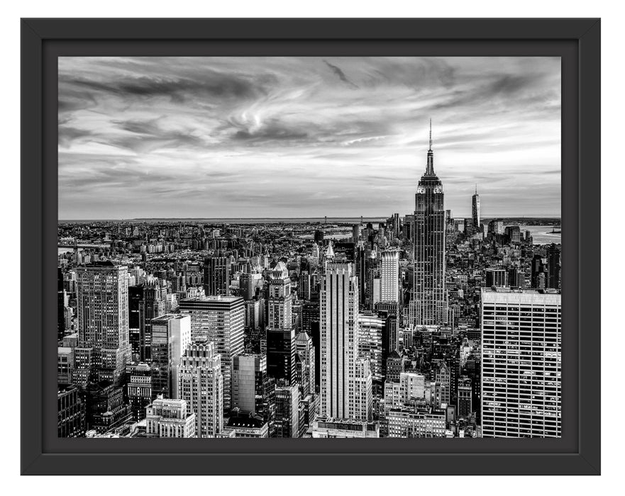 Pixxprint New York City bei Sonnenuntergang, Monochrome, im Schwebe-Effekt Bilderrahmen