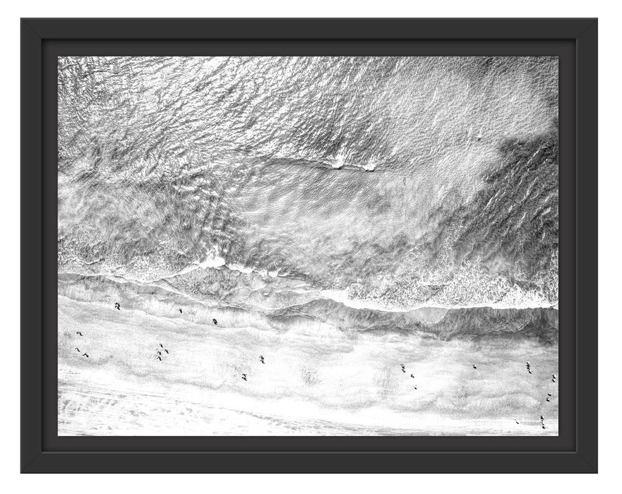 Pixxprint Luftaufnahme von türkisem Meer am Strand, Monochrome, im Schwebe-Effekt Bilderrahmen