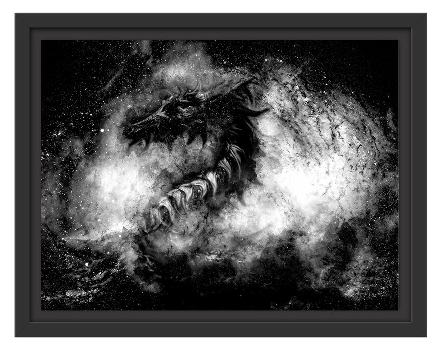Pixxprint Abstrakter roter Feuerdrachen, Monochrome, im Schwebe-Effekt Bilderrahmen