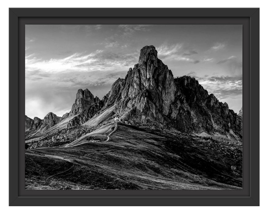 Pixxprint Dolomiten im Sonnenuntergang, Monochrome, im Schwebe-Effekt Bilderrahmen