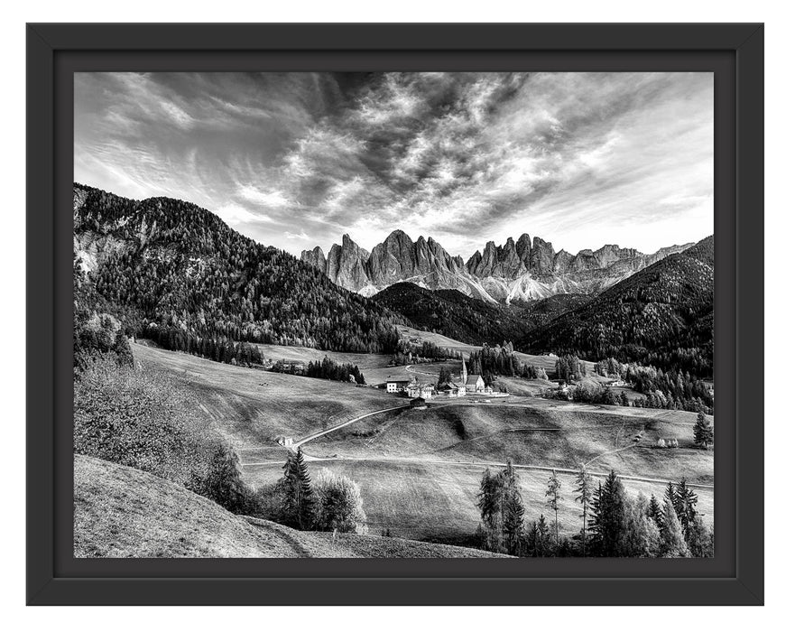 Pixxprint Herbstliche Landschaft in den Dolomiten, Monochrome, im Schwebe-Effekt Bilderrahmen