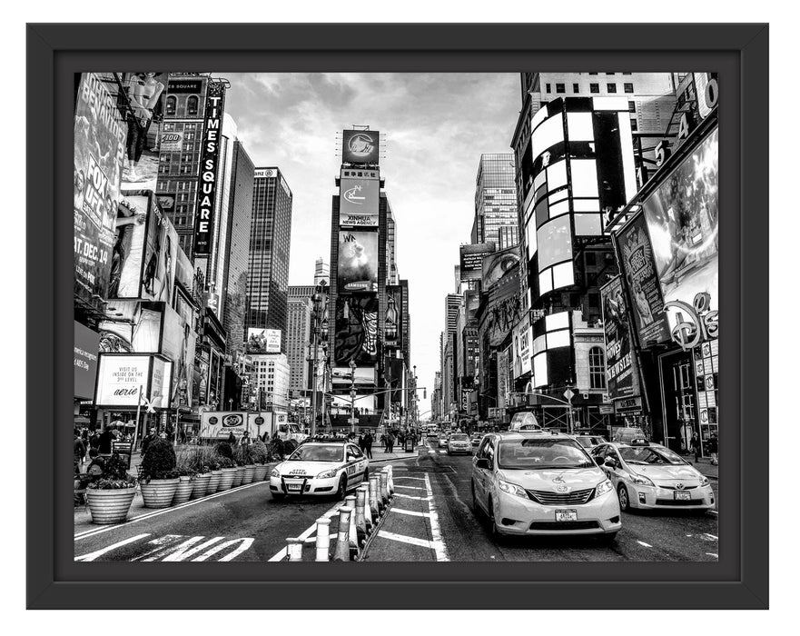 Pixxprint Times Square in new York City, Monochrome, im Schwebe-Effekt Bilderrahmen