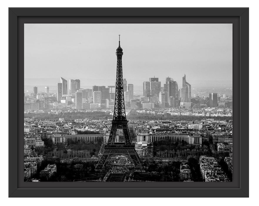 Pixxprint Panorama Eiffelturm bei Sonnenuntergang, Monochrome, im Schwebe-Effekt Bilderrahmen