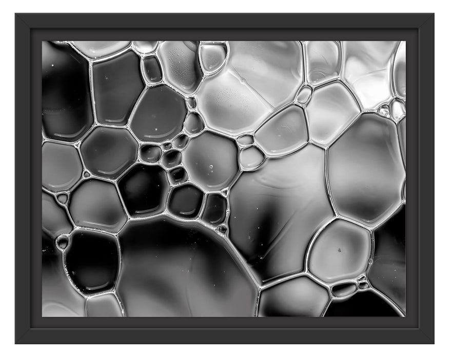 Pixxprint Makroaufnahme Wasserblasen, Monochrome, im Schwebe-Effekt Bilderrahmen