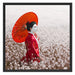 Geisha auf dem Feld Schattenfugenrahmen Quadratisch 70x70