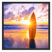 Surfbrett am Strand Schattenfugenrahmen Quadratisch 70x70