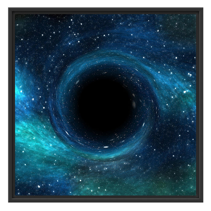 Schwarzes Loch im Weltall Schattenfugenrahmen Quadratisch 70x70