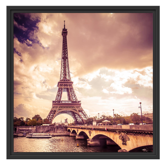 Eiffelturm in Paris Schattenfugenrahmen Quadratisch 55x55