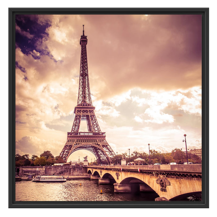 Eiffelturm in Paris Schattenfugenrahmen Quadratisch 70x70