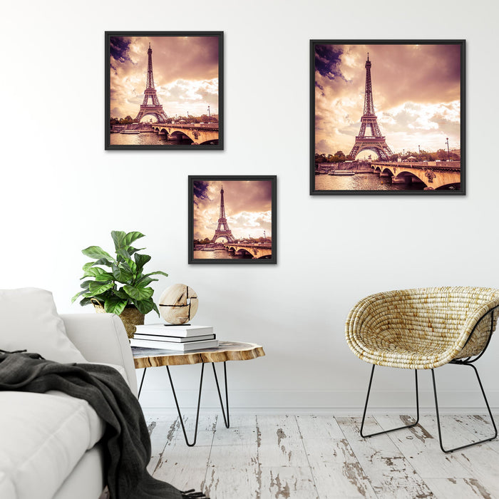 Eiffelturm in Paris Quadratisch Schattenfugenrahmen Wohnzimmer