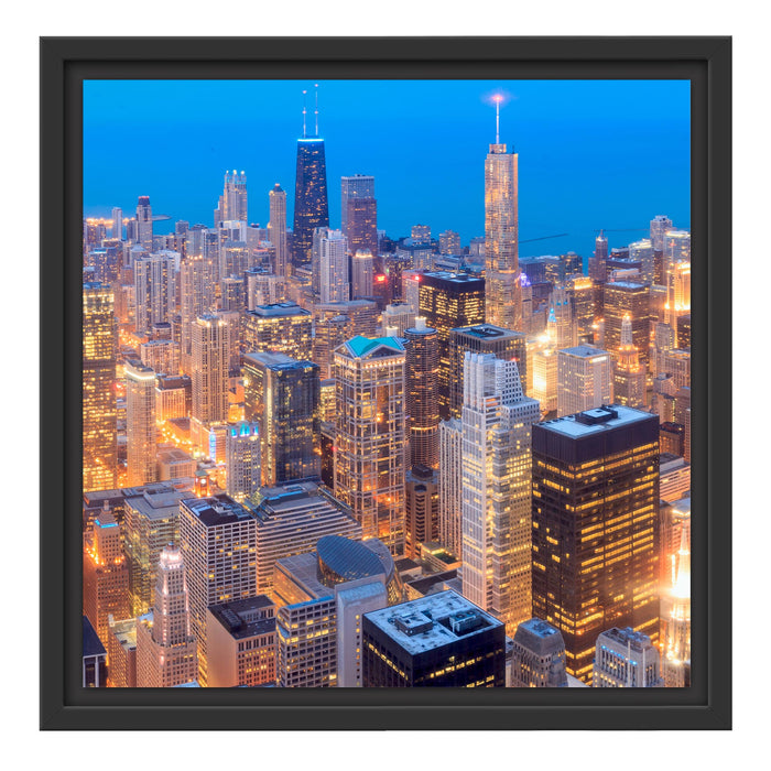 Luftaufnahme Chicago Schattenfugenrahmen Quadratisch 40x40