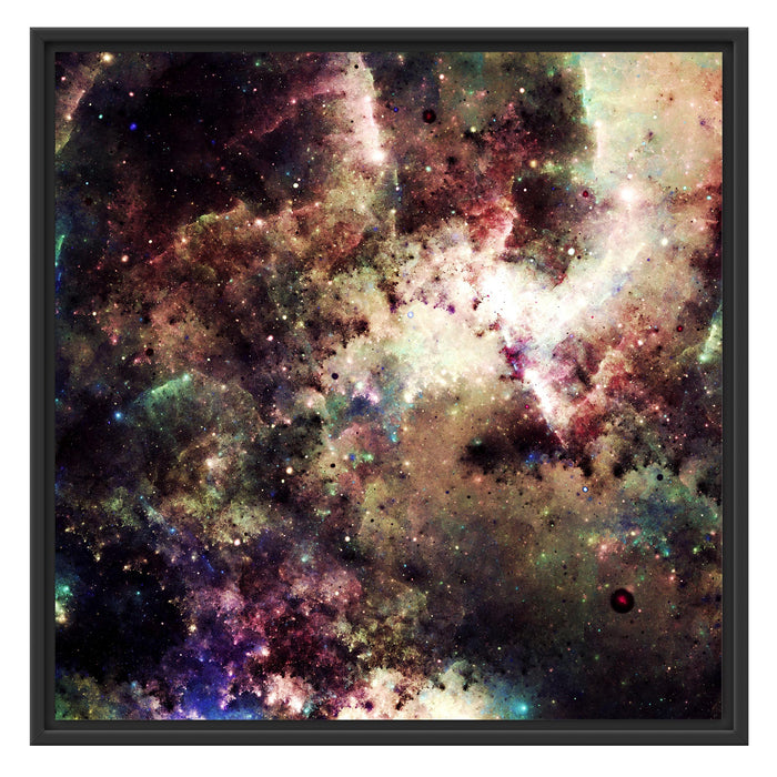 Bunte Nebelgalaxie und Sterne Schattenfugenrahmen Quadratisch 70x70