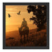 Ein Cowboy im Sonnenuntergang Schattenfugenrahmen Quadratisch 40x40