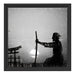 Samurai-Meister vor Horizont Schattenfugenrahmen Quadratisch 40x40