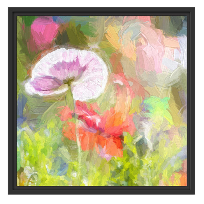 Kalifornischer Mohn im Frühling Schattenfugenrahmen Quadratisch 55x55
