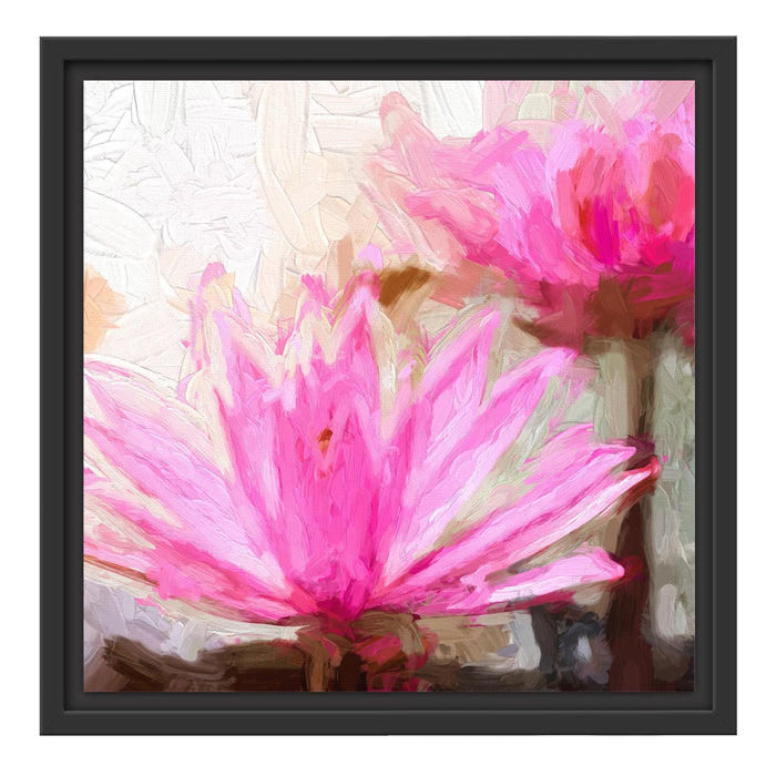 Lilafarbene Wasserlilie Kunst Schattenfugenrahmen Quadratisch 40x40