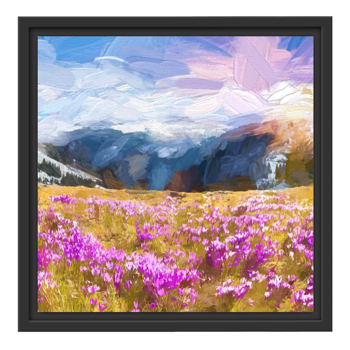 Berglandschaft Regenbogen Schattenfugenrahmen Quadratisch 40x40