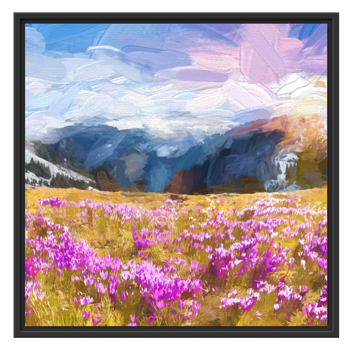 Berglandschaft Regenbogen Schattenfugenrahmen Quadratisch 70x70