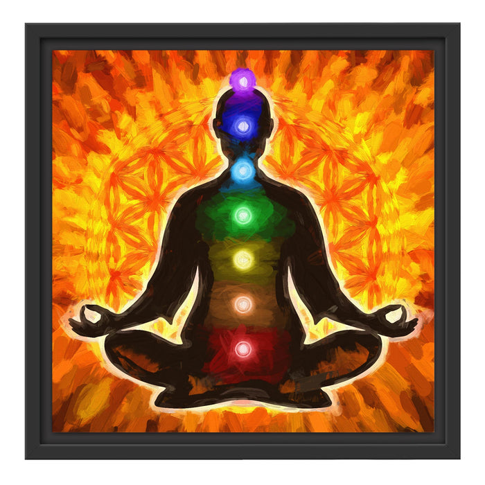 Meditation mit den 7 Chakren Kunst Schattenfugenrahmen Quadratisch 40x40