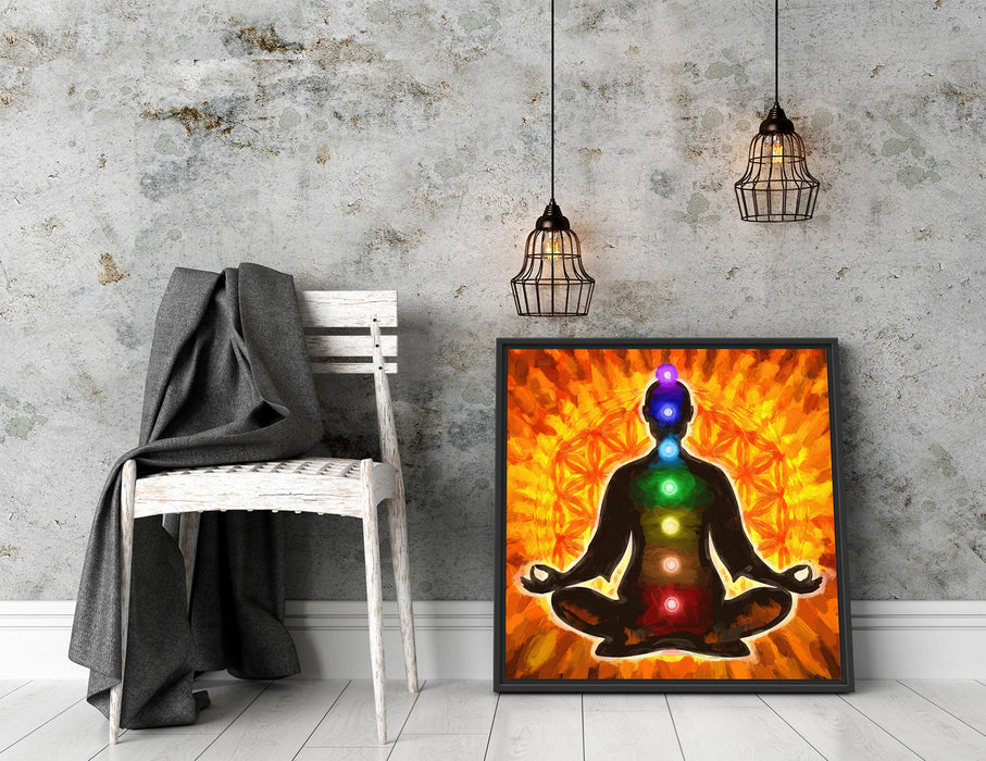 Meditation mit den 7 Chakren Kunst Quadratisch Schattenfugenrahmen Dekovorschlag