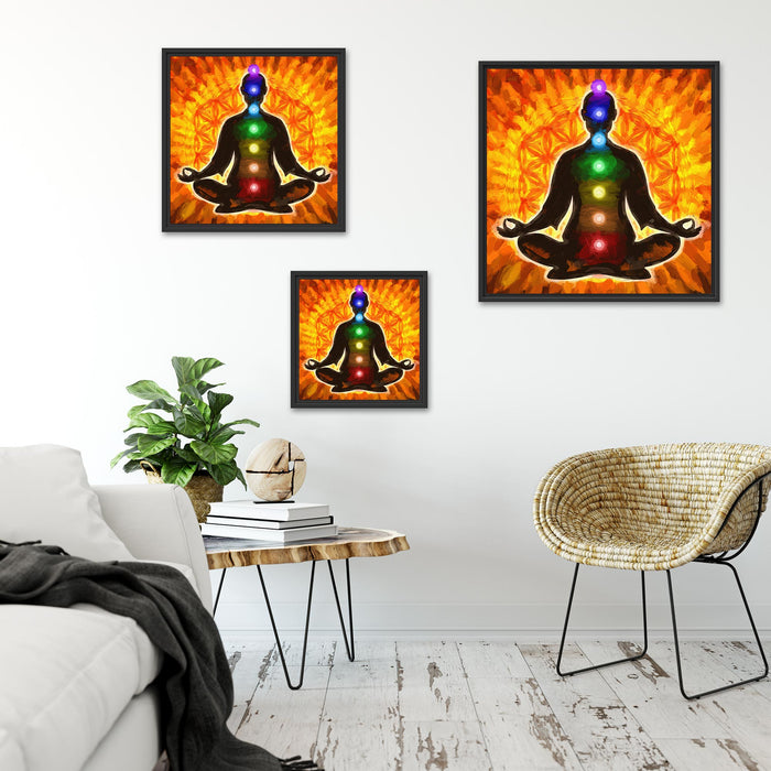 Meditation mit den 7 Chakren Kunst Quadratisch Schattenfugenrahmen Wohnzimmer