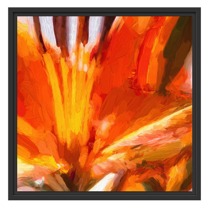 orange Lilie in Nahaufnahme Kunst Schattenfugenrahmen Quadratisch 55x55
