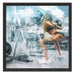 Sportliche Frau mit Hantelstange Schattenfugenrahmen Quadratisch 55x55