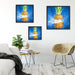 Ananas mit Wasser bespritzt Kunst Quadratisch Schattenfugenrahmen Wohnzimmer