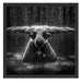 Bodybuilder im Regen Kunst B&W Schattenfugenrahmen Quadratisch 55x55