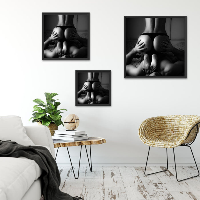 Erotisches Paar Kunst B&W Quadratisch Schattenfugenrahmen Wohnzimmer