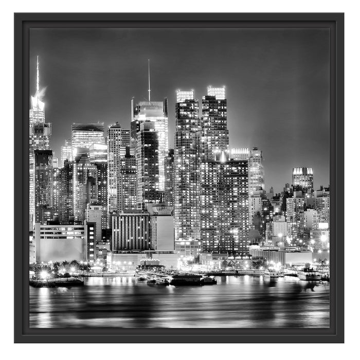 New York City Skyline Schattenfugenrahmen Quadratisch 55x55