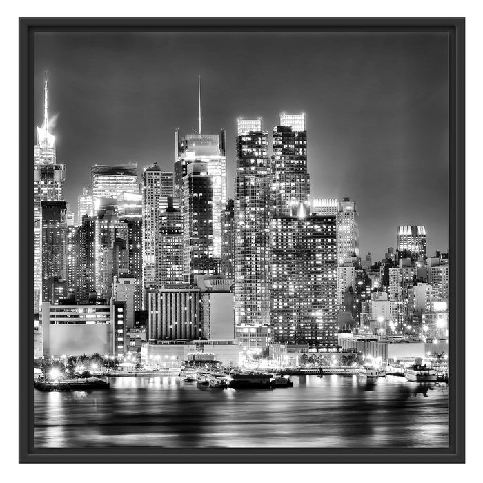 New York City Skyline Schattenfugenrahmen Quadratisch 70x70