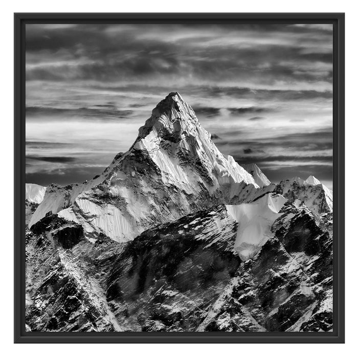 Berge in der Sonne Schattenfugenrahmen Quadratisch 70x70