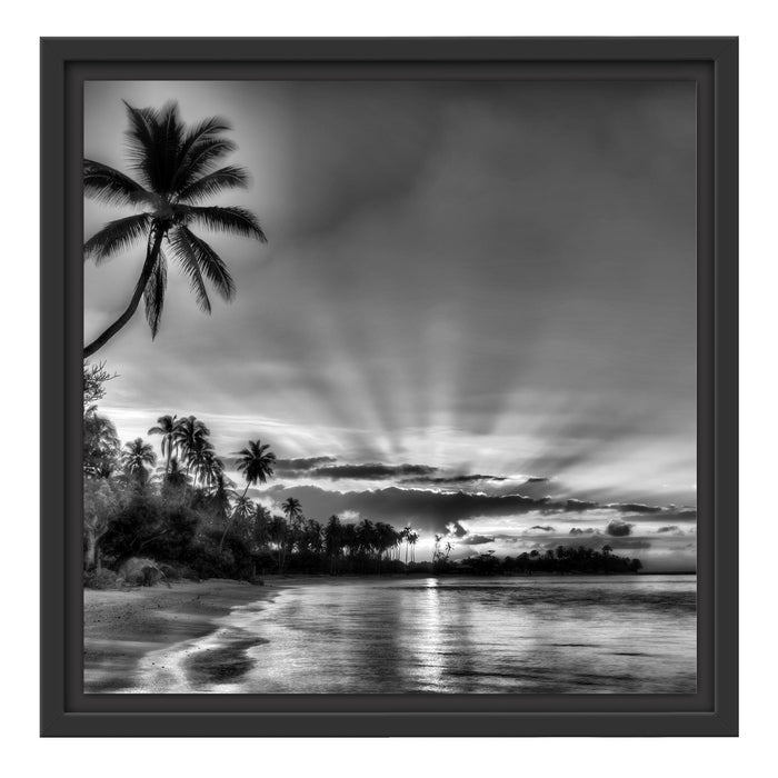 Palmen am Strand Schattenfugenrahmen Quadratisch 40x40