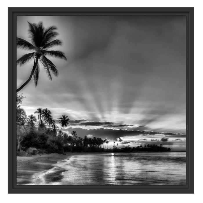 Palmen am Strand Schattenfugenrahmen Quadratisch 55x55