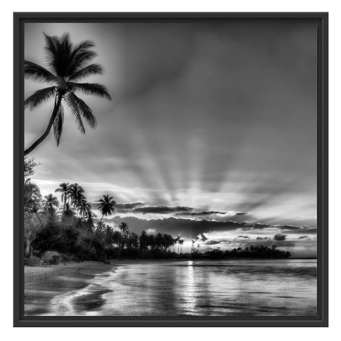 Palmen am Strand Schattenfugenrahmen Quadratisch 70x70