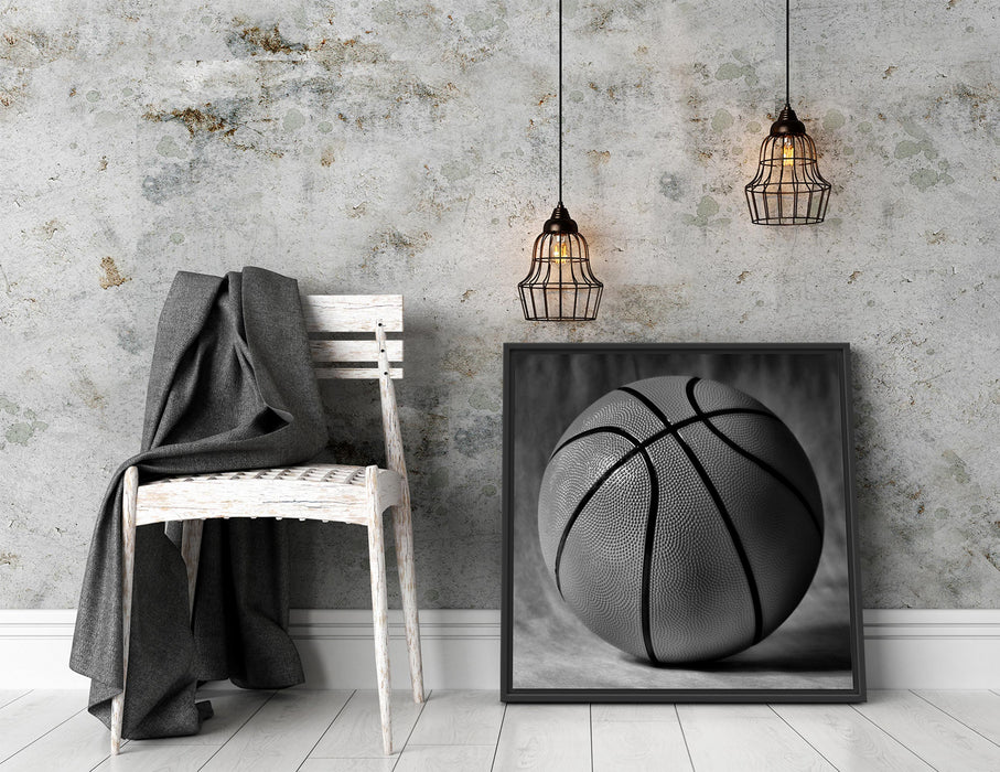 Basketball schwarzer Hintergrund Quadratisch Schattenfugenrahmen Dekovorschlag