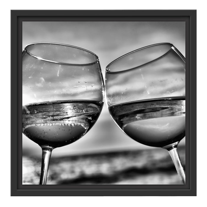 Weingläser am Meer Schattenfugenrahmen Quadratisch 40x40
