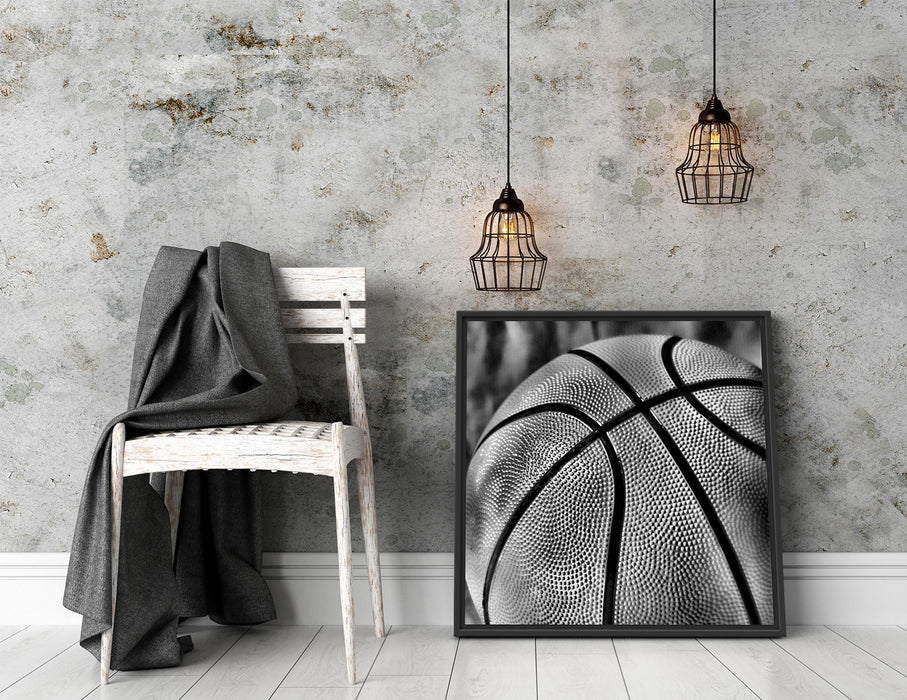 Basketball schwarzer Hintergrund Quadratisch Schattenfugenrahmen Dekovorschlag