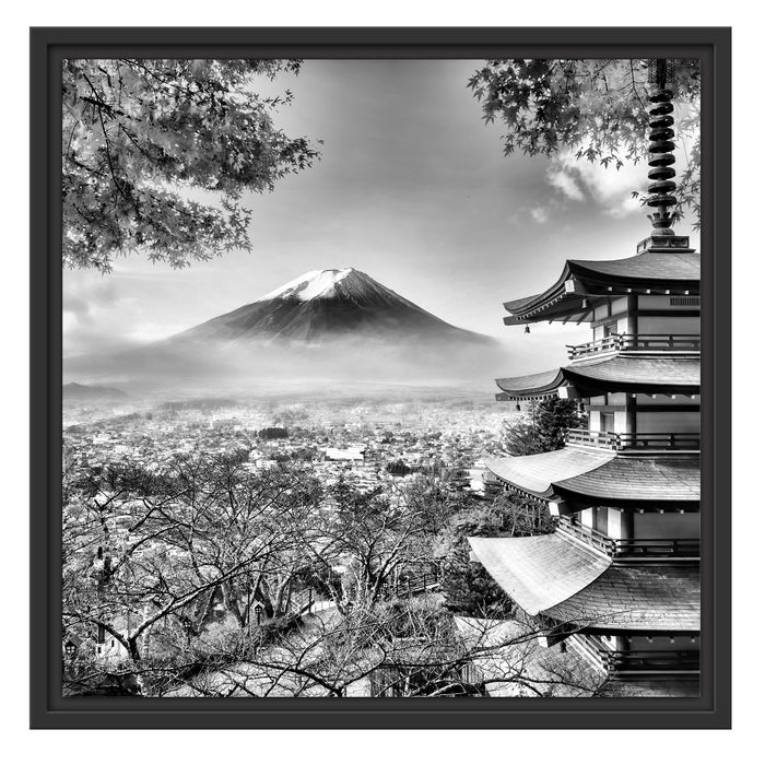 Japanischer Tempel im Herbst Schattenfugenrahmen Quadratisch 55x55