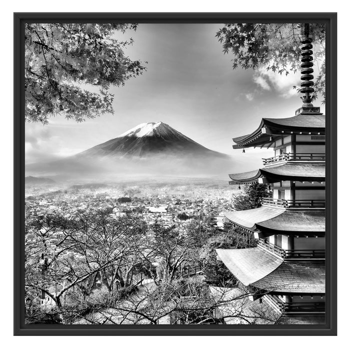 Japanischer Tempel im Herbst Schattenfugenrahmen Quadratisch 70x70