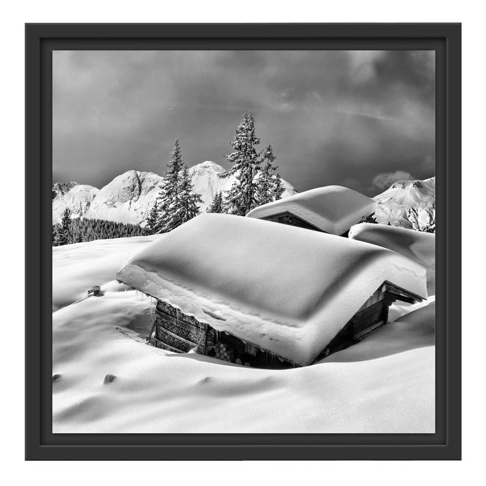 Berghütten Alpen Schattenfugenrahmen Quadratisch 40x40