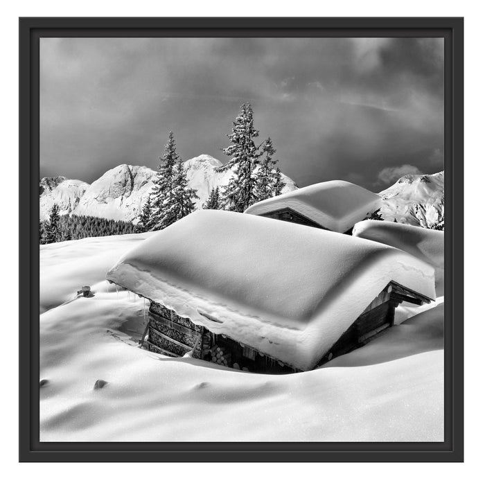 Berghütten Alpen Schattenfugenrahmen Quadratisch 55x55