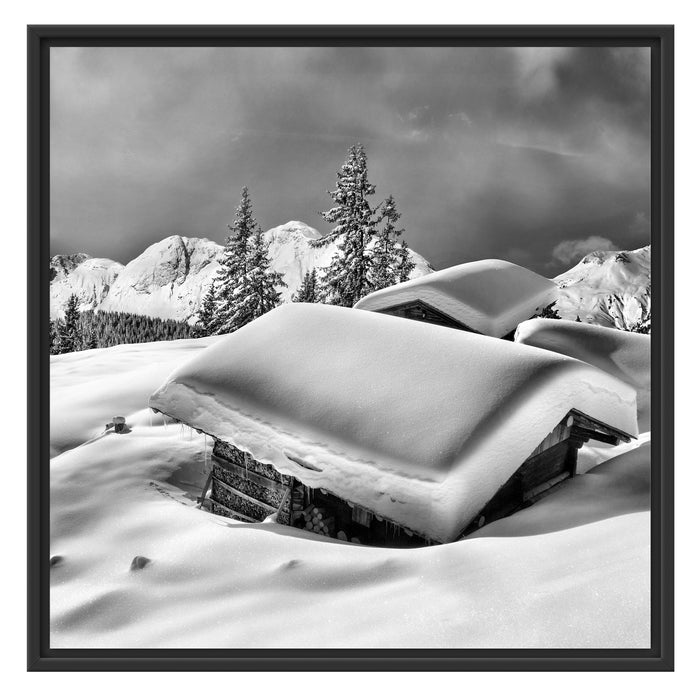 Berghütten Alpen Schattenfugenrahmen Quadratisch 70x70