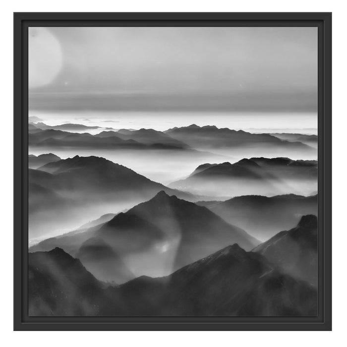 Wunderschöne Alpenberge Schattenfugenrahmen Quadratisch 55x55